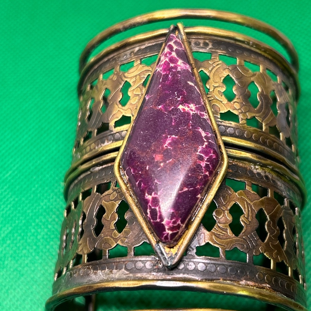 Elegant Purple and Gold Cuff Bracelet